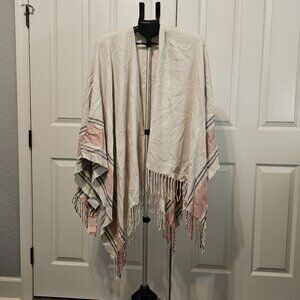 Siizu Womens Light Grey Super Soft Fringe Kimono